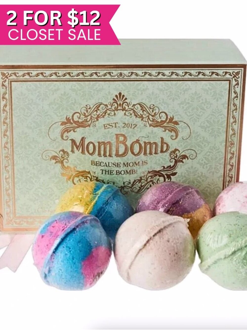 Mom Bomb Luxury Bath Bombs Set of 6 Mother Gift Body Soap Spa Aromatherapy